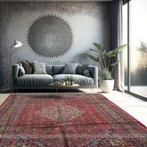 7' x13'  Coral Ivory Blue Color Hand Knotted Persian 100% Wool Traditional Oriental Rug